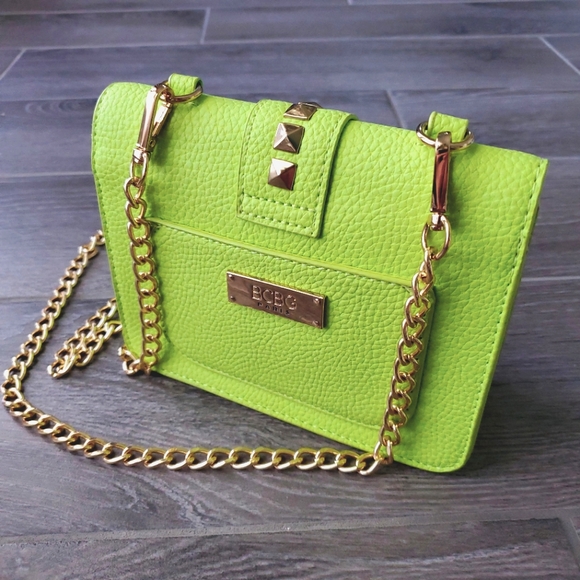 BCBG Neon Green & Gold  Crossbody Bag - Picture 8 of 9